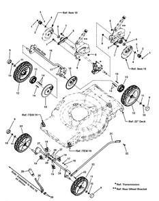 Group, Wheels, Rwd, Single Point Hoc, Mex Diagram and Parts List for 7800664-LP7800664-JS36M 2010 Briggs and Stratton Lawn Mower